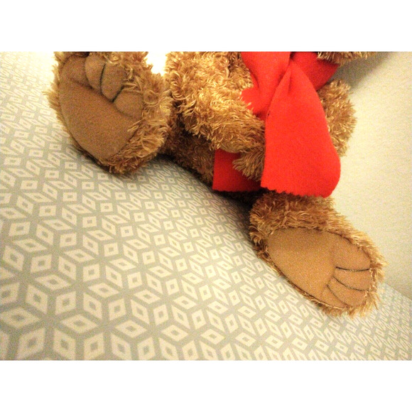 Vintage Hand Puppet Teddy Bear Realistic Plush Christmas Toy w Knit Hat & Scarf - Picture 8 of 12